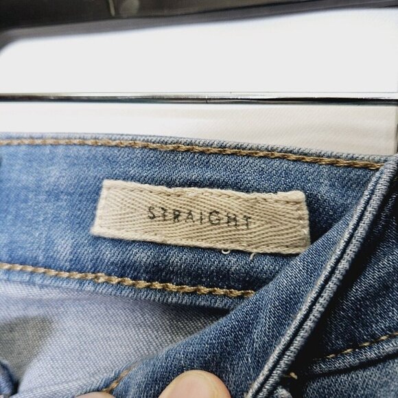 Lori Goldstein Womens Mid Rise Straight Leg Jeans Cropped 12 Lace Hem Blue Denim - Picture 6 of 13